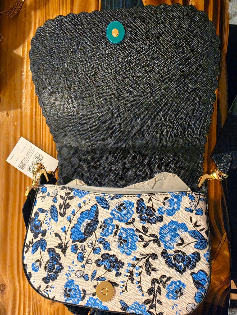 Kate Spade New York Madison Peacock Floral Printed Saddle Bag - Picture 3 of 11
